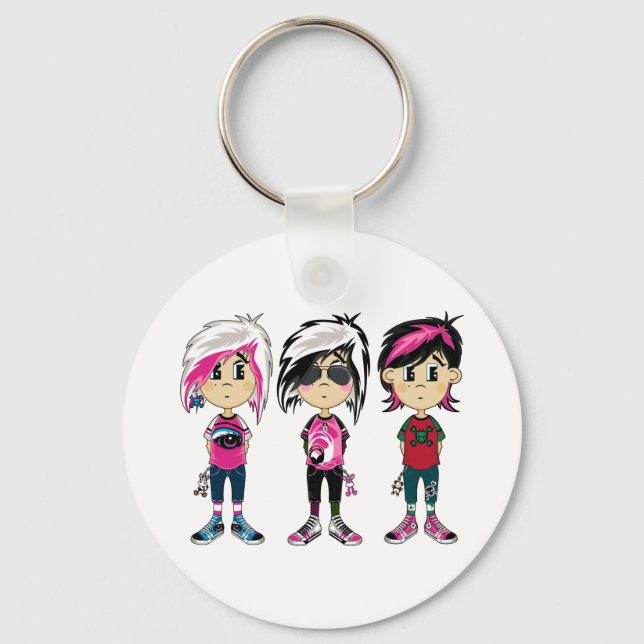 Cute Emo Punk Girls Keychain (Front)