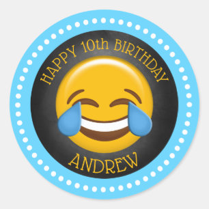 Cute Emoji Birthday Party Classic Round Sticker