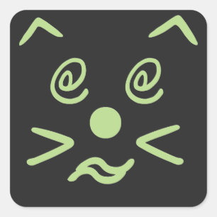 Cute Emoji Cat Face Square Sticker