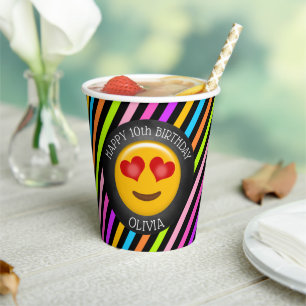 Cute Emoji Girl's Birthday Party Paper Cups