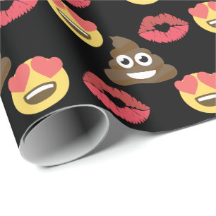 Cute Emoji in love, Poop emoji & kisses Wrapping Paper
