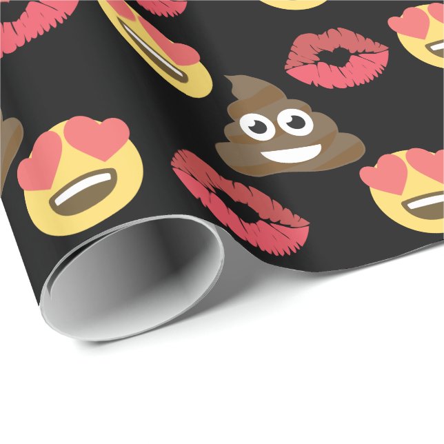 Cute Emoji in love, Poop emoji & kisses Wrapping Paper (Roll Corner)