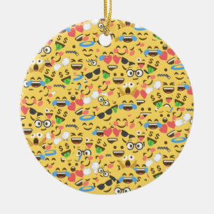 cute emoji love hears kiss smile laugh pattern ceramic tree decoration
