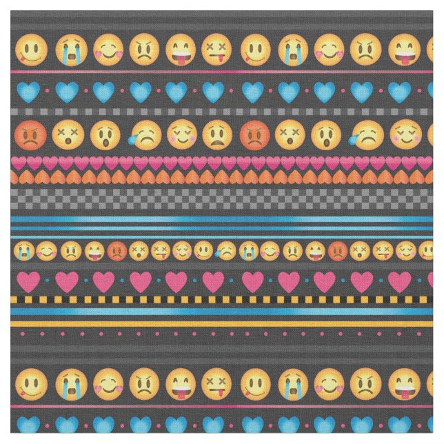 Cute Emoji Stripe Fabric (Close Up)