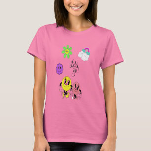 Cute Emoji Women’s T-Shirt – Pink & Blue Friends 