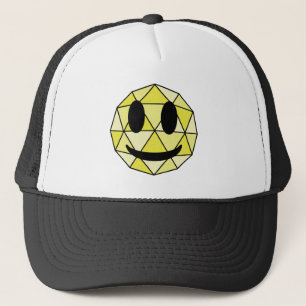 Cute Emoticon Geometric Emoji Yellow Happy Face Trucker Hat