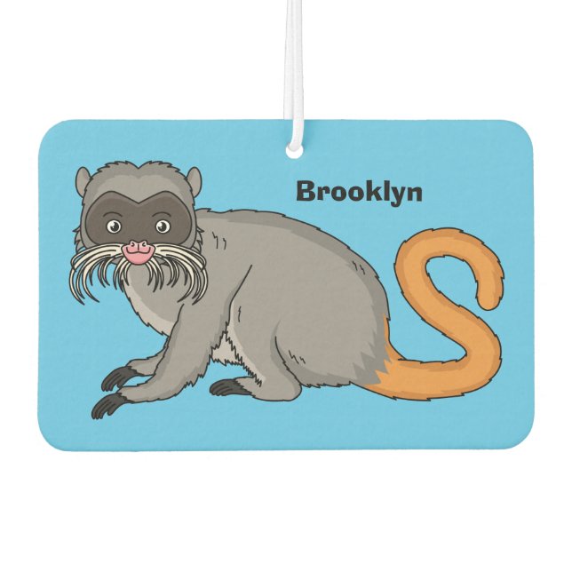 Cute Emperor Tamarin illustration cartoon Car Air Freshener (Front)