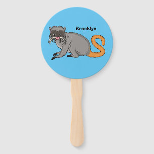 Cute Emperor Tamarin illustration cartoon Hand Fan