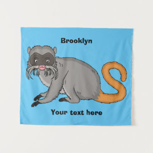 Cute Emperor Tamarin illustration cartoon Tapestry