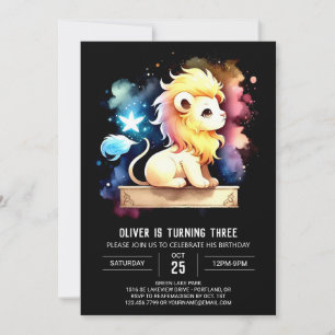 Cute Enchanted Lion Birthday Invitation