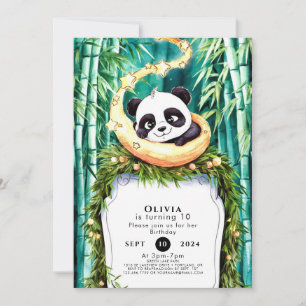 Cute Enchanted Pastel Panda Birthday Invitation