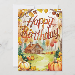 Cute Enchanted Pumpkin Autumn Fall Happy Birthday Card