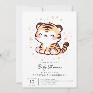 Cute Enchanted Tiger Baby Shower Invitation