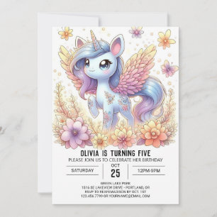 Cute Enchanted Unicorn Digital Birthday Invitation