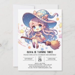 Cute Enchanted Wizard Birthday Invitation