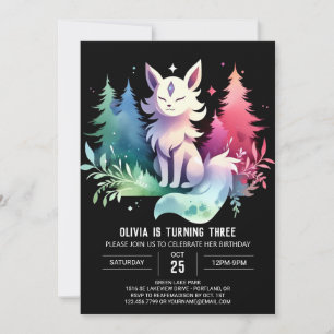 Cute Enchanted Wolf Birthday Invitation