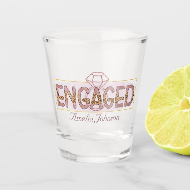 cute engagement party Bride Shot Glass (Front)
