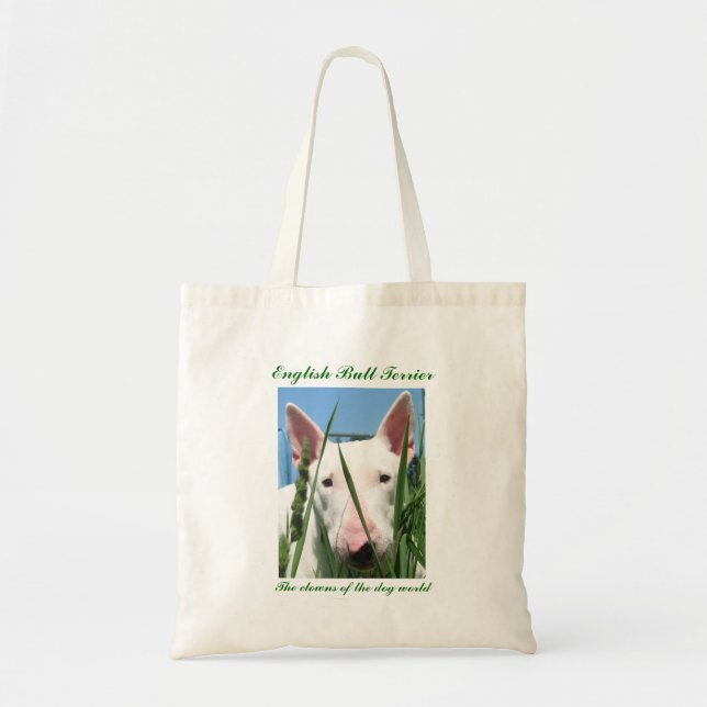 Cute English Bull Terrier-Clowns of the Dog World Tote Bag (Front)