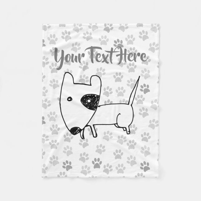 Cute English Bull Terrier Fleece Blanket (Front)