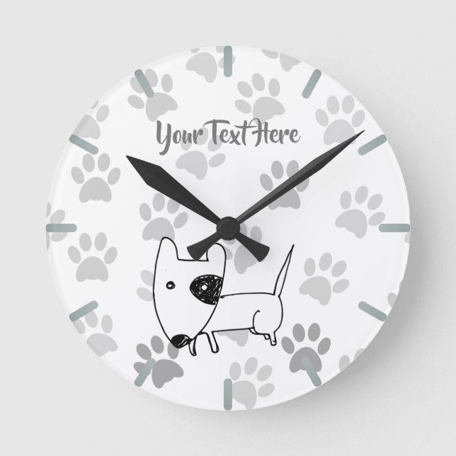Cute English Bull Terrier Round Clock (Front)