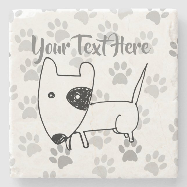 Cute English Bull Terrier Stone Coaster (Front)