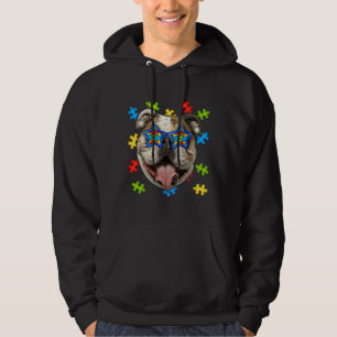 Cute English Bulldog Autism Puzzle Sunglasses Pupp Hoodie