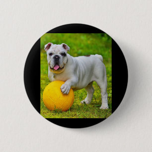 Cute English Bulldog Basketball Bulldog Lover Gift 6 Cm Round Badge