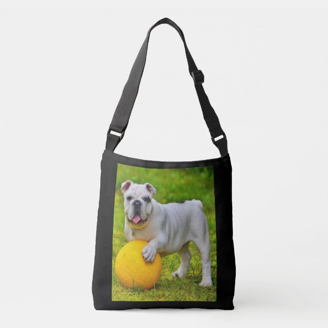 Cute English Bulldog Basketball Bulldog Lover Gift Crossbody Bag (Front)