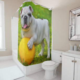Cute English Bulldog Basketball Bulldog Lover Gift Shower Curtain
