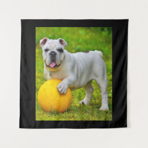Cute English Bulldog Basketball Bulldog Lover Gift Tapestry