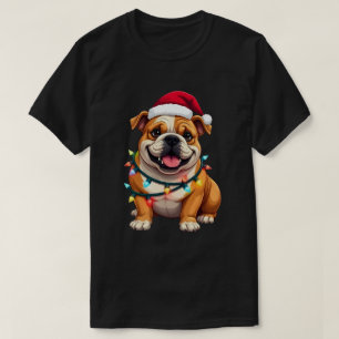Cute English Bulldog Christmas Santa Pet Dog Lover T-Shirt