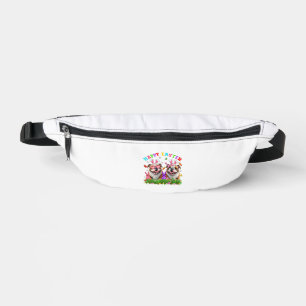 Cute English Bulldog Dog & Bunny Ears Eggs Happy E Bum Bags