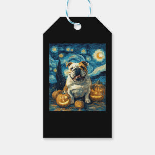 Cute English Bulldog Dog Halloween Jack O Lantern Gift Tags