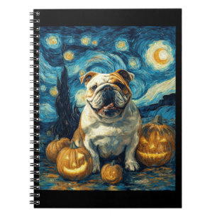 Cute English Bulldog Dog Halloween Jack O Lantern  Notebook