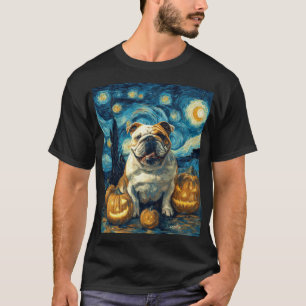 Cute English Bulldog Dog Halloween Jack O Lantern T-Shirt