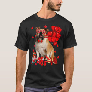 Cute English Bulldog Dog Heart Valentine's Day Dog T-Shirt