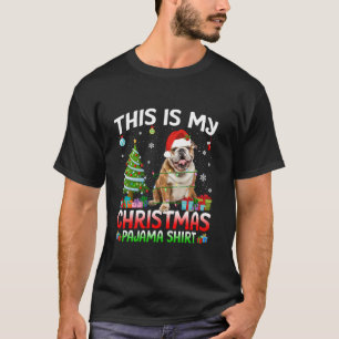 Cute English Bulldog Dog Santa Christmas Lights Do T-Shirt