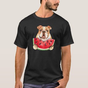 Cute English Bulldog Dog & Watermelon Tropical Fru T-Shirt
