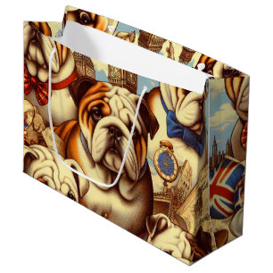 Cute English Bulldog Painting Large Gift Bag