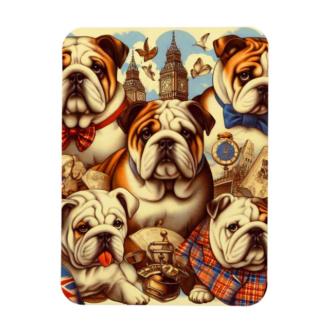 Cute English Bulldog Painting Magnet (Vertical)
