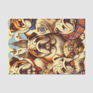 Cute English Bulldog Painting Tissue Paper