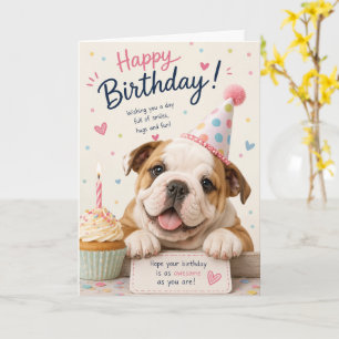 CUTE ENGLISH BULLDOG PUPPY BIRTHDAY CARD