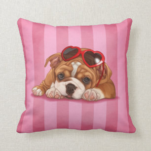 Cute english bulldog puppy cushion