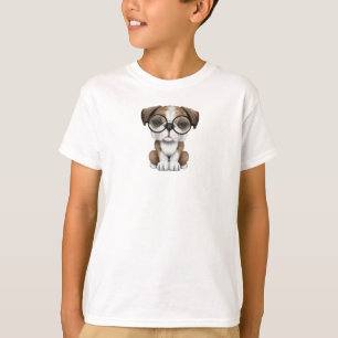 Cute English Bulldog Puppy Wearing Glasses T-Shirt
