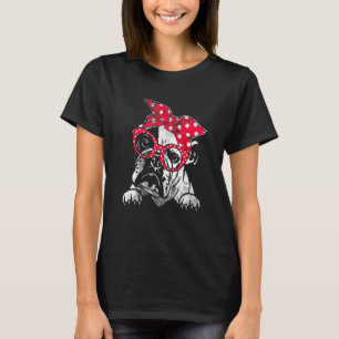 Cute English Bulldog Xmas Red Plaid Headband And G T-Shirt