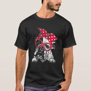 Cute English Bulldog Xmas Red Plaid Headband And G T-Shirt