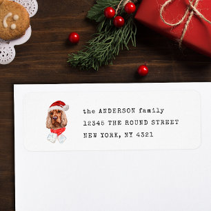 Cute English Cocker Christmas Dog Return Address