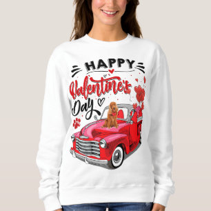 Cute English Cocker Spaniel Red Truck Happy Valent Sweatshirt
