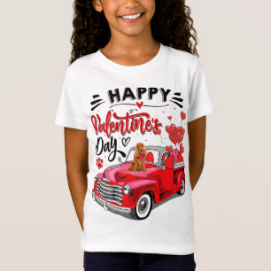 Cute English Cocker Spaniel Red Truck Happy Valent T-Shirt