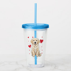 Cute English Cream Golden Retriever Dog Acrylic Tumbler